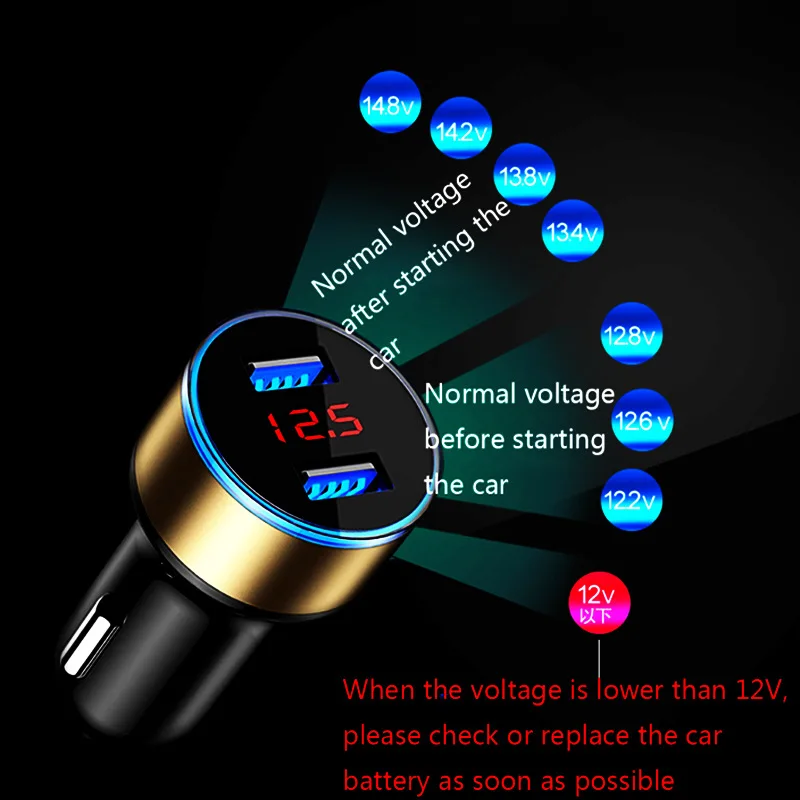 

Universal USB Phone Charger LED Display Car-Charger for Xiaomi Samsung Mobile Phone Adapter Car Charger For iPhone 12 11 Pro 7 8