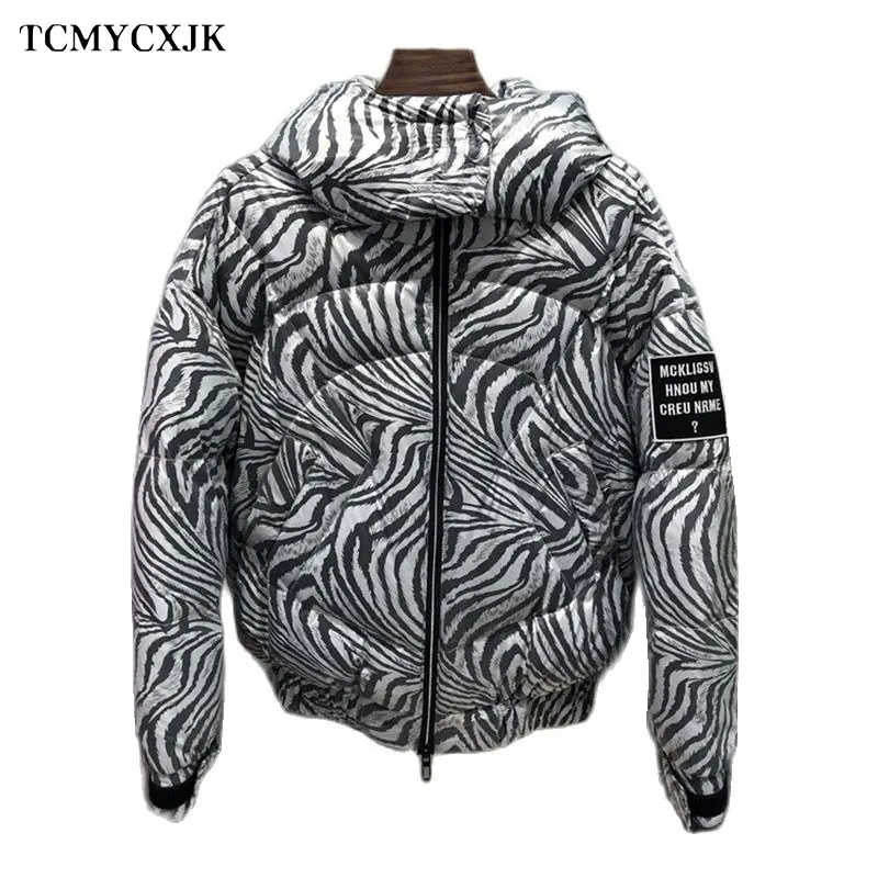 

Feather Jacket Woman Down Coat Short Ladies Winter 2022 New Zebra Women's Hooded Jacket Casual Thickened Fashion Parkas Woman