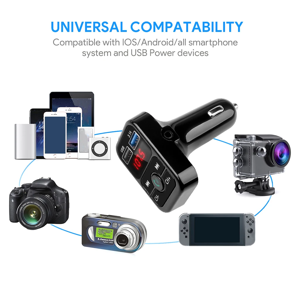 Автомобильное зарядное устройство kebidu с двумя USB-разъемами 3 1 А беспроводной