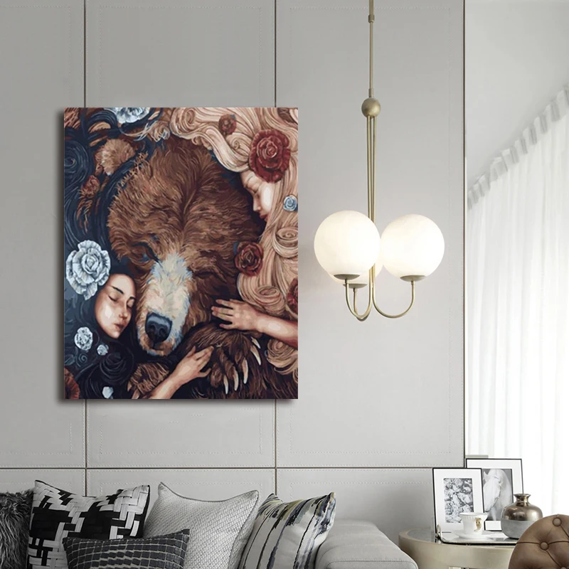 DIY цифровой рисунок с героями мультфильма Красавица и Чудовище художественный