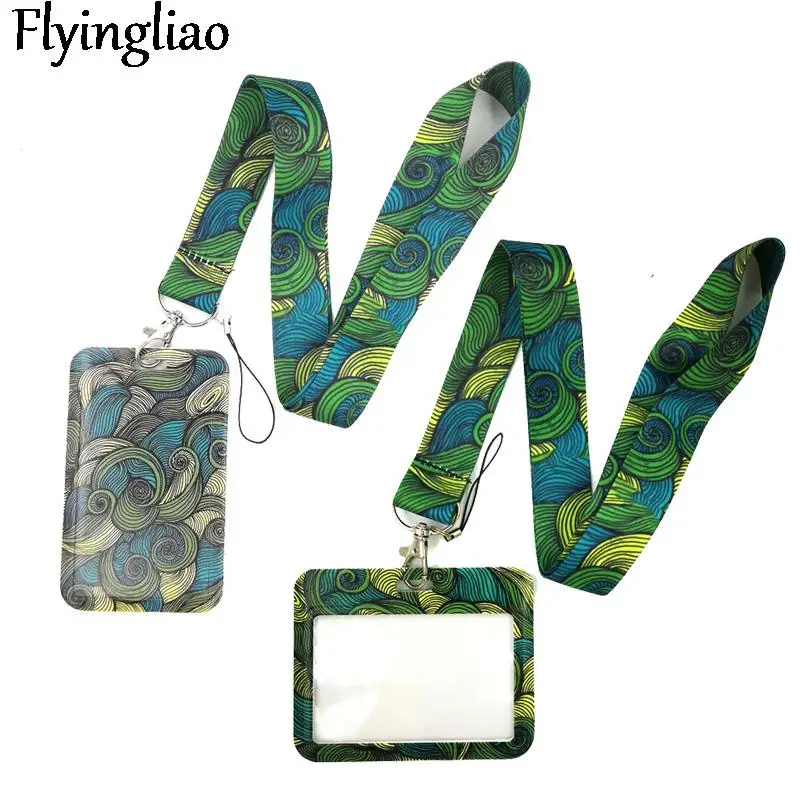 

Vintage Green Thread pattern Creative Lanyard Card Holder Student Hanging Neck Phone Lanyard Badge Subway Access Card Holder