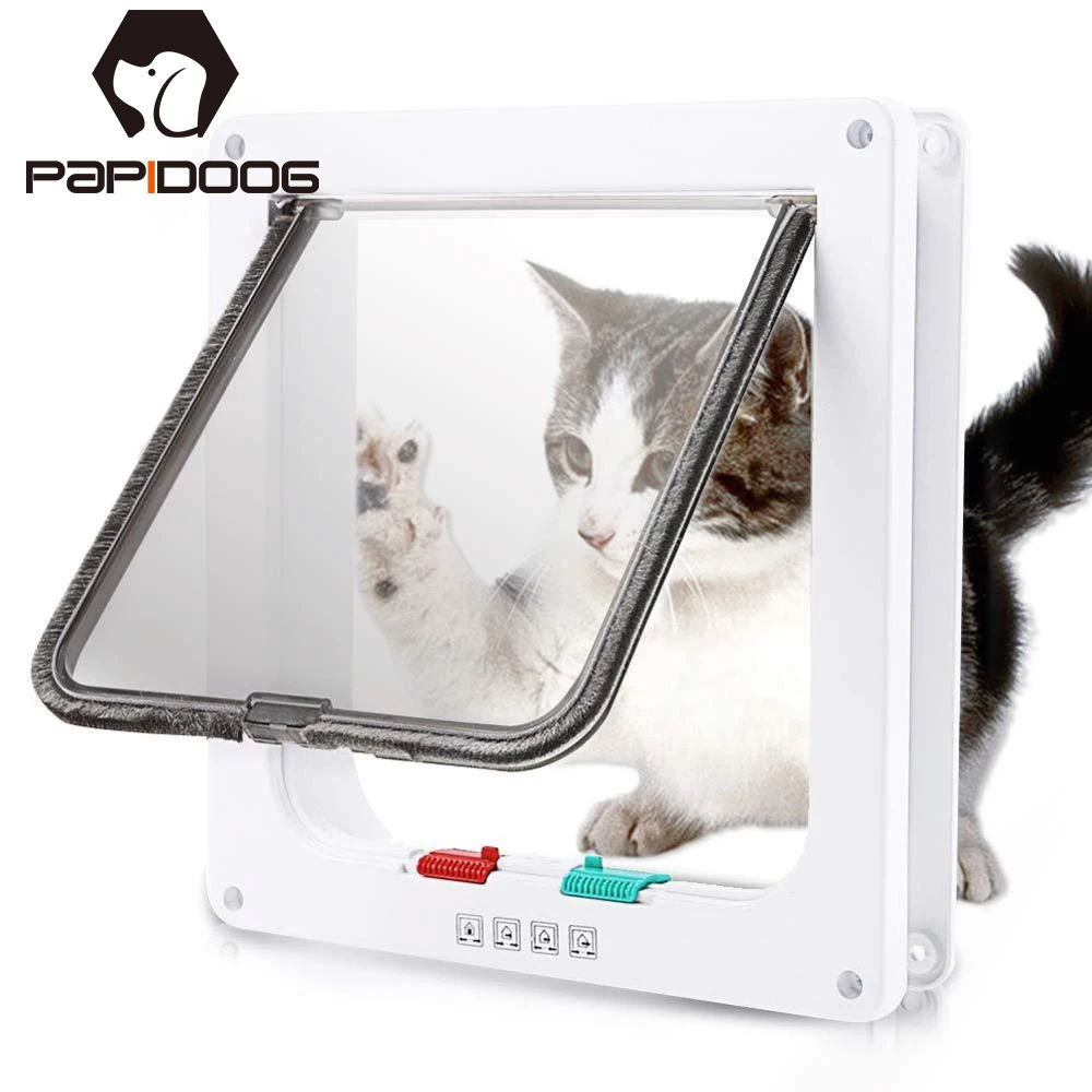 Закрывающаяся дверь для домашних животных 4-ходовая из АБС-пластика кошек собак