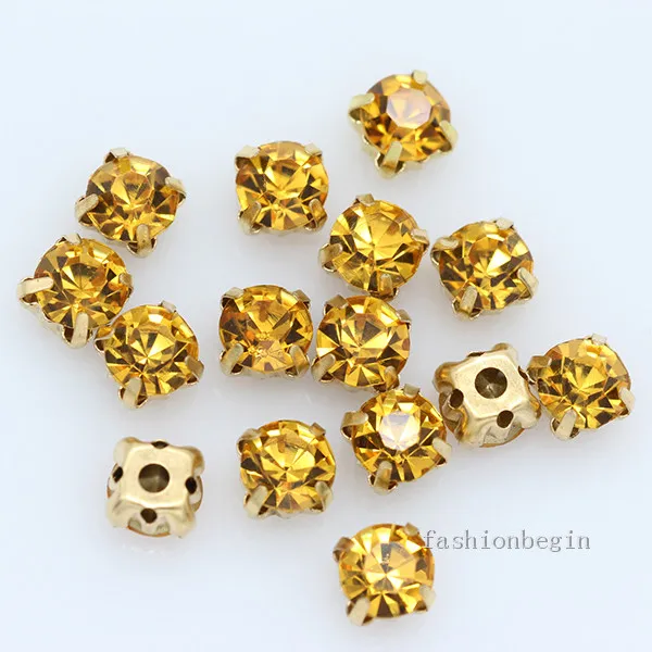 gold 36p 10 мм Цвет пришить на круглый граненый кристалл Стекло Стразы Драгоценности золотое украшение 4 отверстия камень для пришивания DIY аксессуары для одежды - Цвет: gold