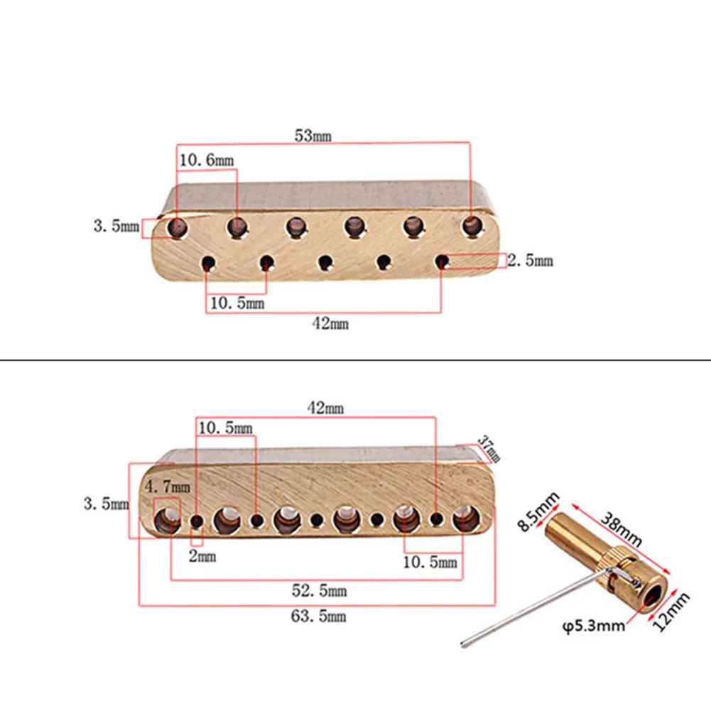 

GAQ406 Durable Bridge Copper Tremolo Block with Wrench Stick Guitar Music Equipment Accessories Attachment