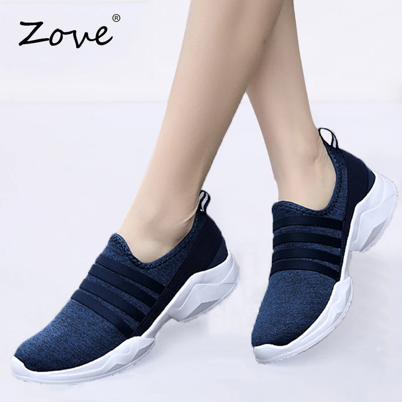 Женские кроссовки на плоской подошве ZOVE сезон осень дышащие без шнуровки Женская