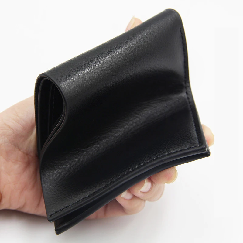 New Men's Wallet Short Leather Solid Luxury Thin Lychee Pattern Purses Credit Card Holder Business Male Purse |