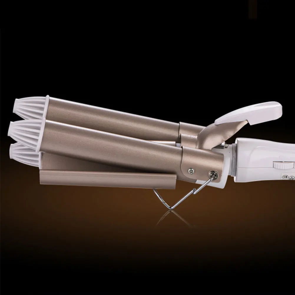 

Hair Tools Golden 25mm Curling Iron Large Three-Stick Curler Egg Roll Head 3 Tube Ceramic Curling Salon Home Use With EU/UK Plug