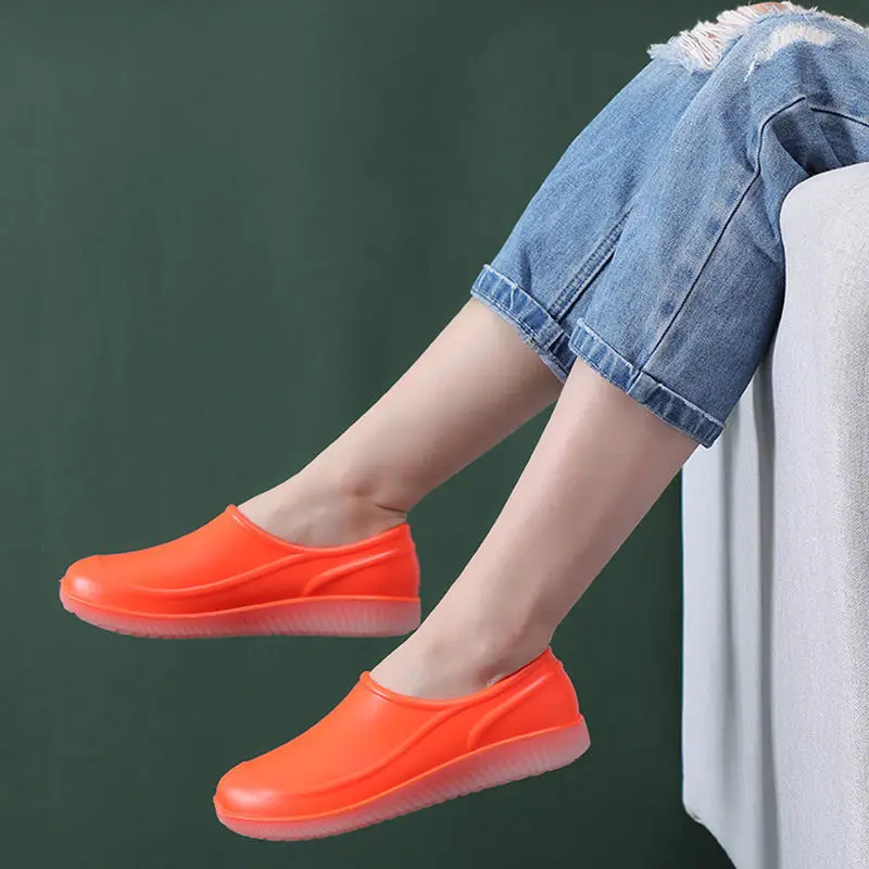 

Luminous Waterproof Pvc Loafers Shoes Women Men Ankle Shoes Rain Boots Rubber Shoes 2021 Solid Color Fishing Boot