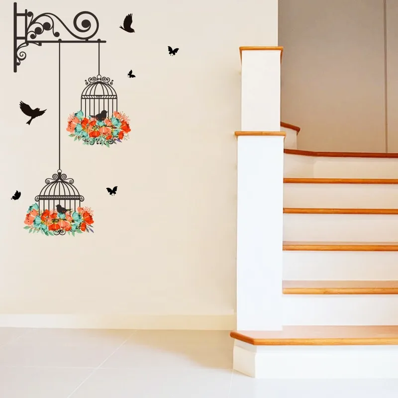 

Birdcage Decorative Painting Wall Stickers Living Room TV Backdrop Wall Decoration Dining Room Porch Decals for Furniture Mural