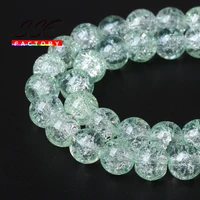 natural light green cracked crystal beads natural stone round loose bead 8mm 10mm 12mm 15strand diy bracelet for jewelry making