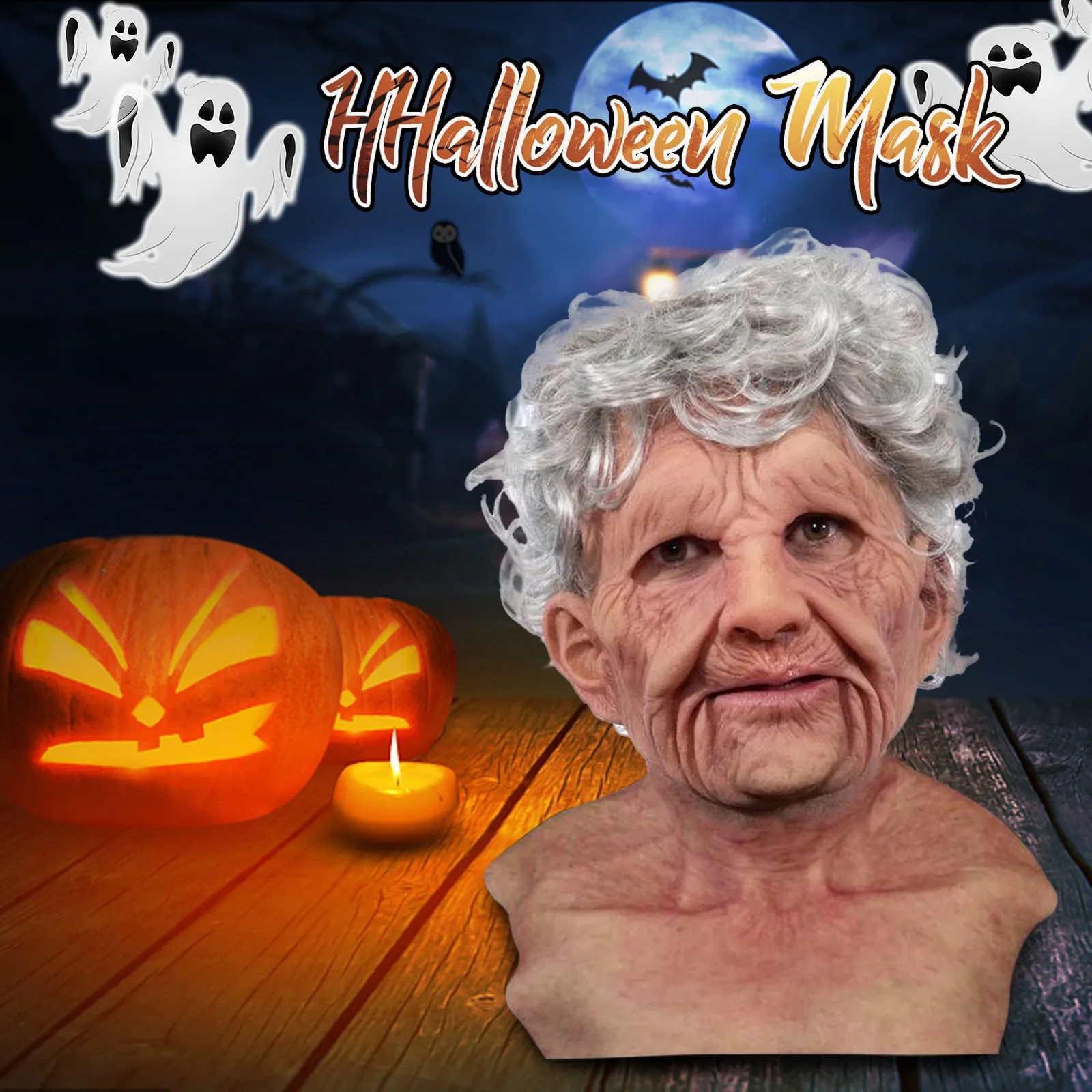 

Anime Halloween Masks Supersoft Another Me Grandpa Grandma Adult Mask Headgear Halloween Party Masks Fun Masquerade Props
