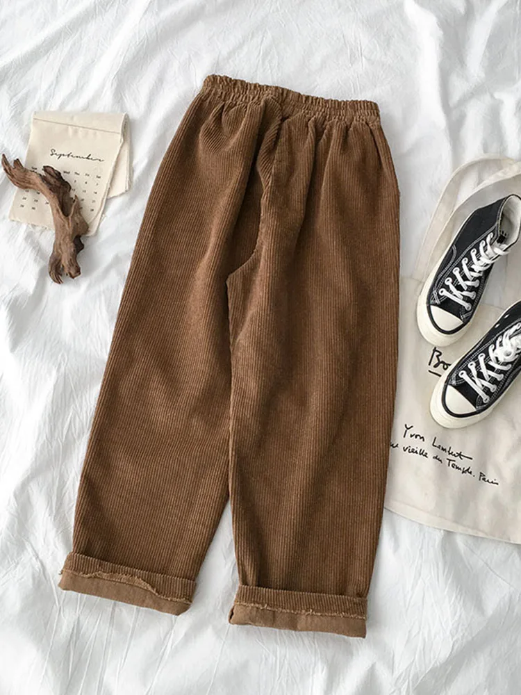 Штаны женские вельветовые мешковатые в стиле 90-х с заниженной талией | Женская