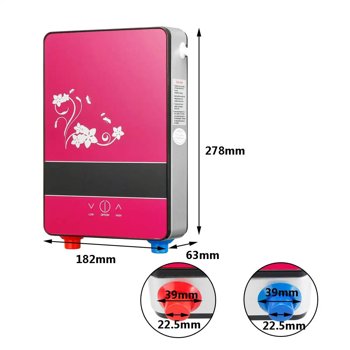 

6500W 220V Electric Hot Water Heater Tankless Instant Heating Set Bathroom Self-checking Automatically Safety With Shower Nozzle