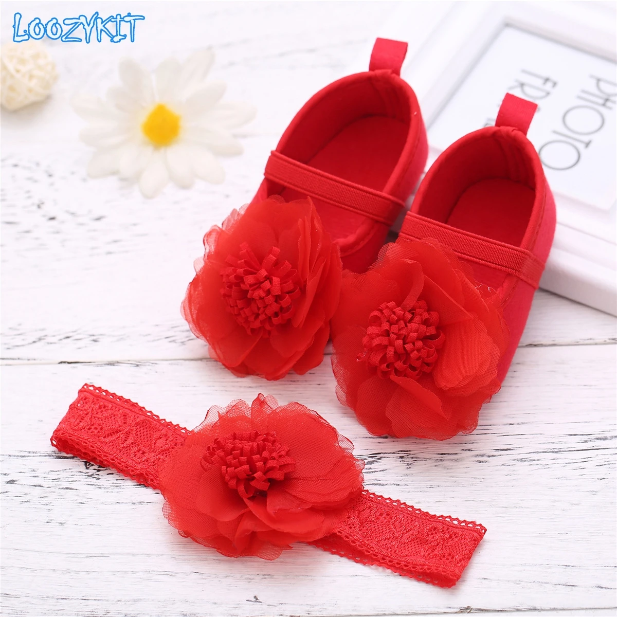 

Baby Toddler Shoes Soft Sole Baby First Walker CottonPrincess Shoes with Headband Set
