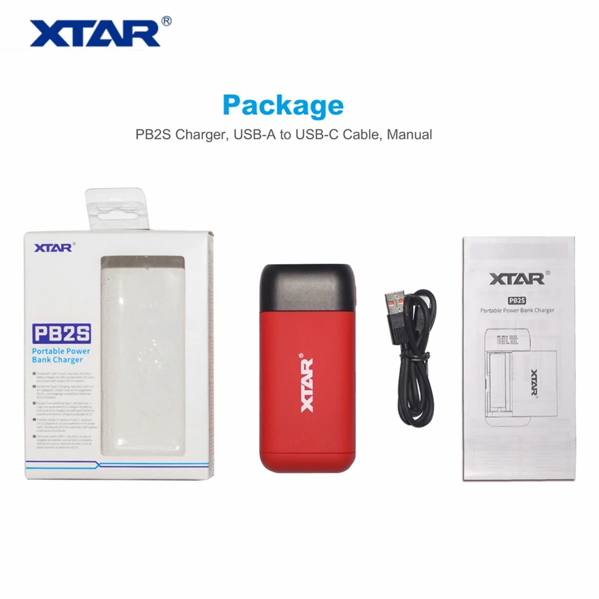 XTAR PB2S Мощность банк ЖК-дисплей USB Зарядное устройство QC3.0 Тип-C вход для 18700 20700 21700