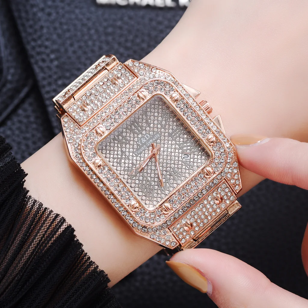 Часы наручные женские кварцевые из нержавеющей стали квадратные Роскошные