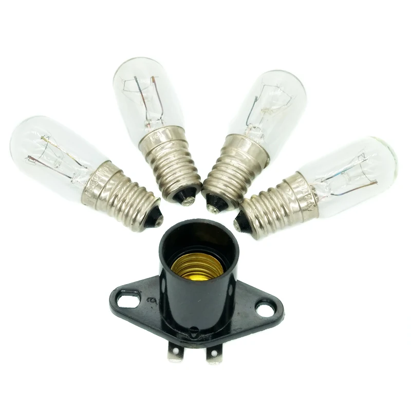 

5Pcs E14 Led Lamp Holder Adapter 220V 15W Light Microwave Oven Parts 4cm Wide Curved Foot High Temperature Resistant Lamp Holder