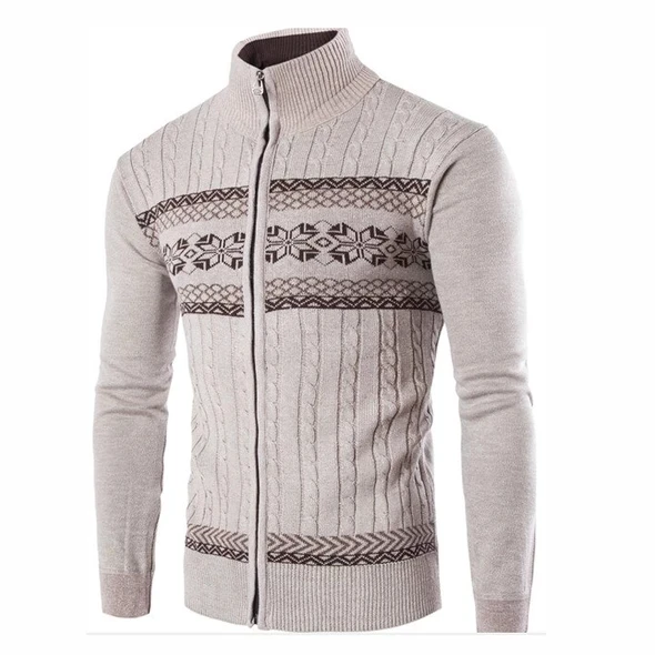 2019 осень зима свитер мужской кардиган вязаный на молнии модный принт Стенд