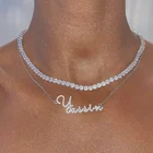 Женское Ожерелье из нержавеющей стали с фианитом и надписью