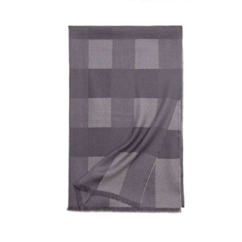 Grey plaid Шерстяной клетчатый шарф для женщин, кашемировый Пашмина, зимняя теплая шаль, женское клетчатое пончо, женские толстые шарфы с кисточками - Цвет: Grey plaid