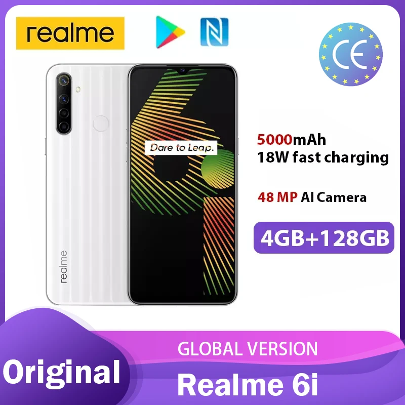 Realme 6i глобальная версия 4 Гб Оперативная память 128 Встроенная смартфона Mediatek Helio G80