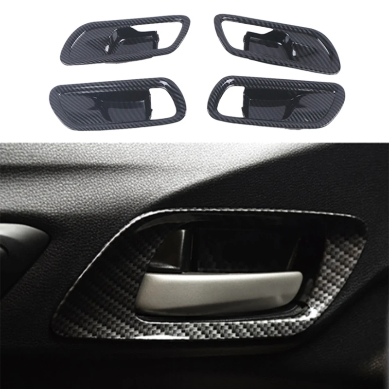 

4Pcs for Honda Fit 2020 2021 Carbon Fiber Look Car Door Handle Covers Trim Car Inner Door Handle Bowl Decor Covers