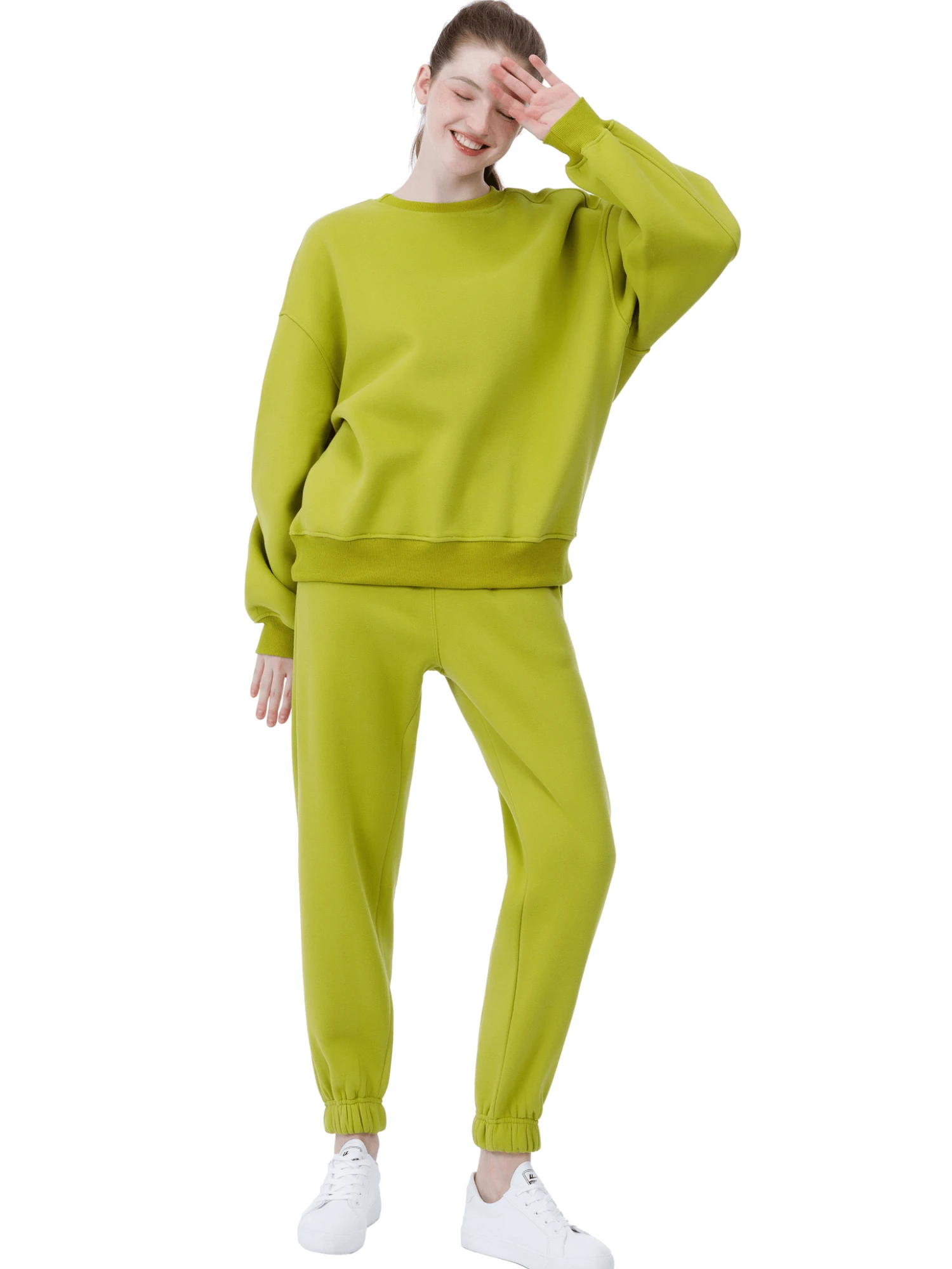 Повседневный однотонный спортивный костюм для женщин комплект из 2 предметов