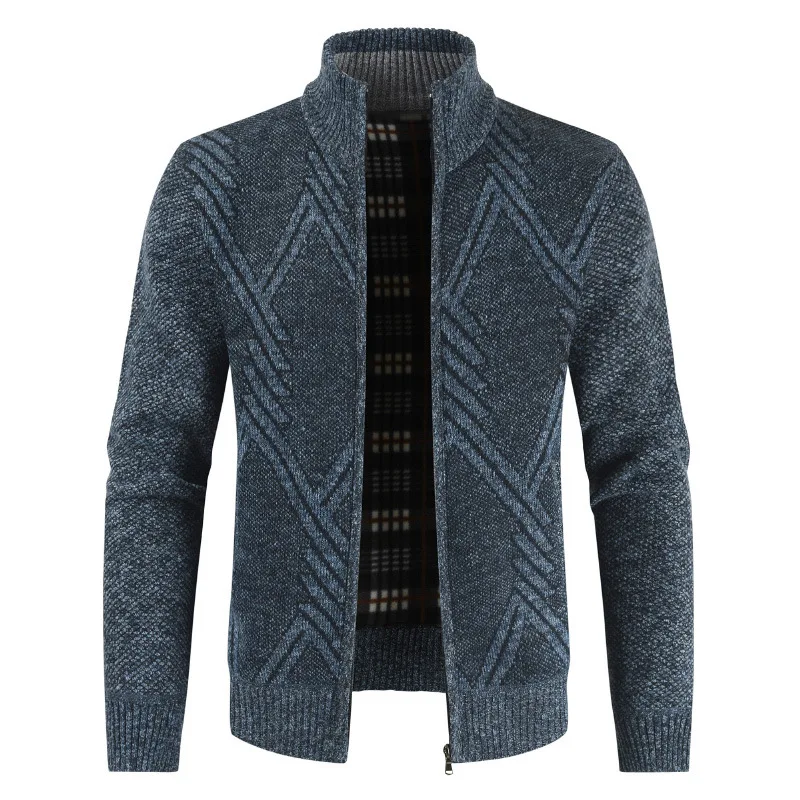 

Geometric Printed Cardigan Male Knitted Sweater Coat Autumn Winter Men clothing Solid Casual Jacket Cardigan Zip Sweater Men