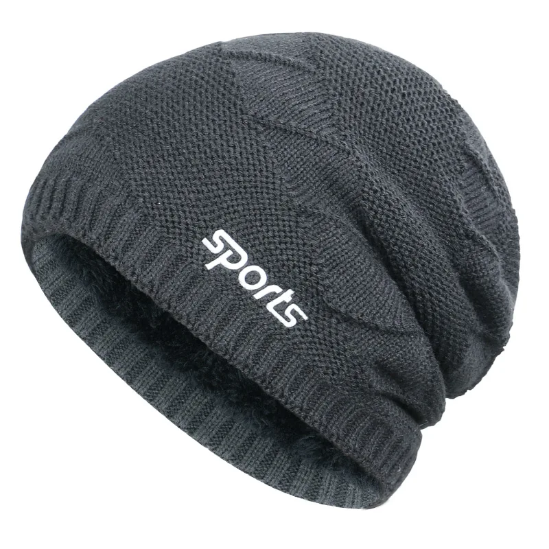 Light-Gray-2 Новая модная зимняя мужская шапка, зимние женские шапки skullies, теплая утолщенная шапка, вязаная шапочка, комплект из 2 предметов, мужская шапка - Цвет: Light-Gray-2