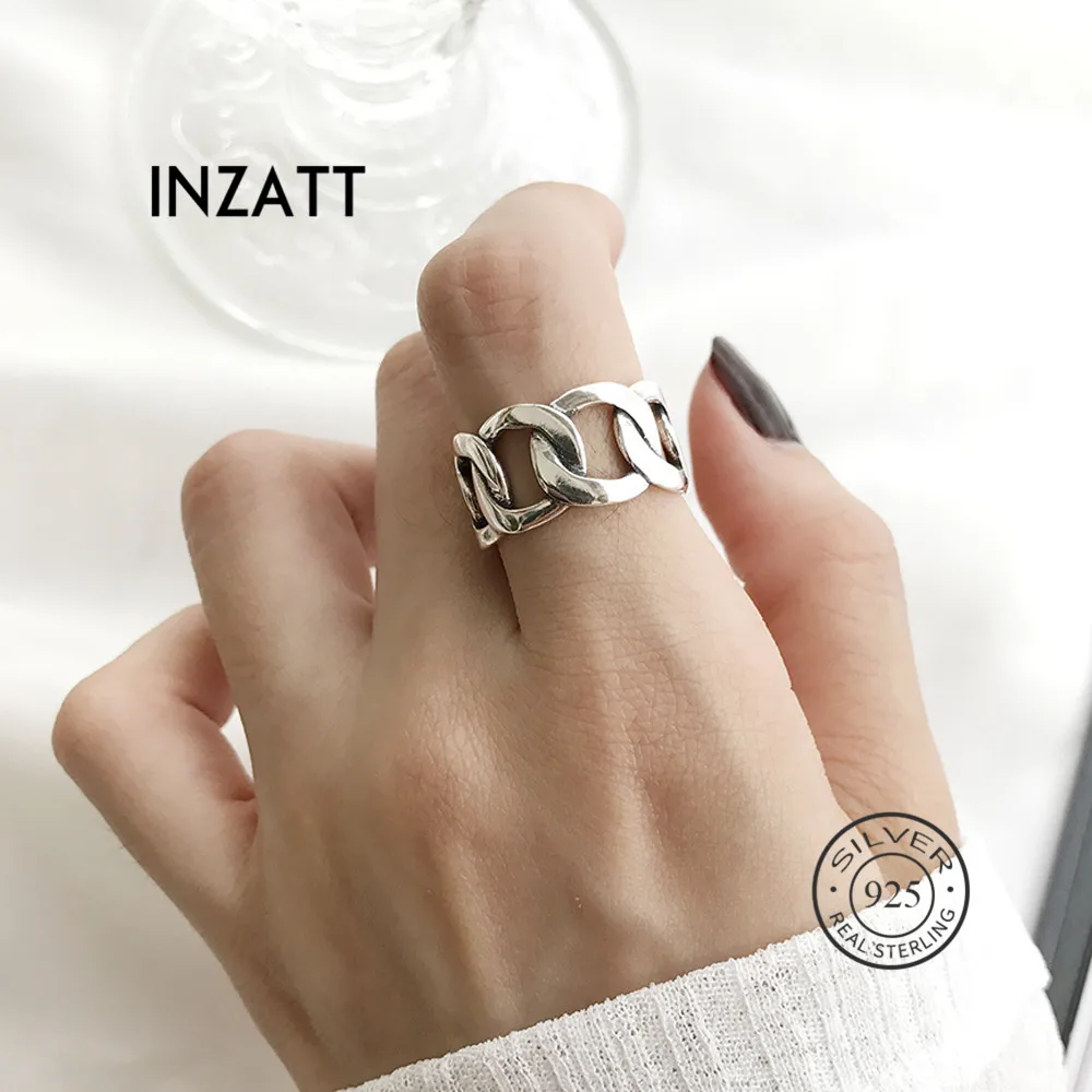 

SOFTPIG Real 925 Sterling Silver Chain Hollow Ring For Fashion Women Party Punk Fine Jewelry Minimalist Accessories 2019 Gift