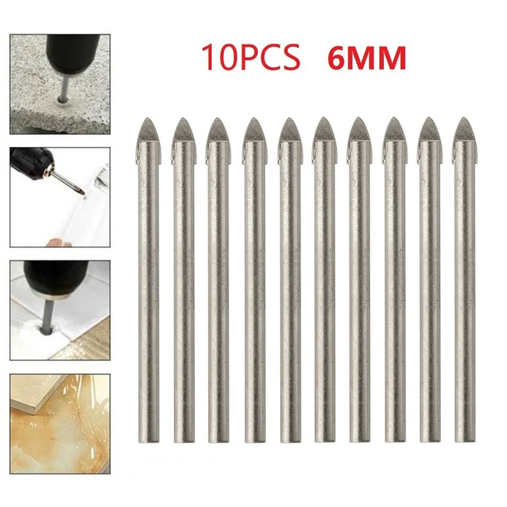 

10pcs 6mm Ceramic Tile Glass Drill Bit Tungsten Carbide Spear Head Drilling Bit For Ceramic Tile And Granite Glass