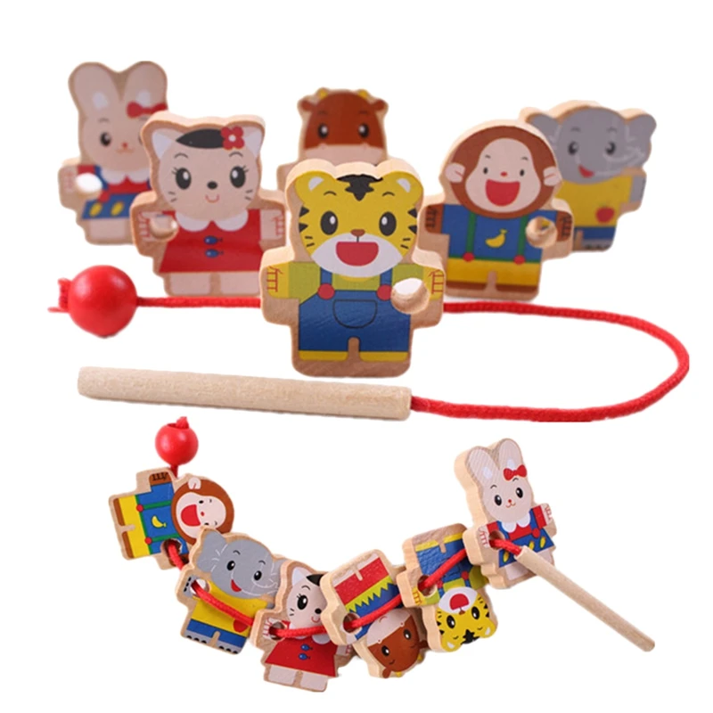 Деревянные игрушки Diy игрушка мультфильм животное резьба деревянные бусины игрушка Монтессори развивающие для детей