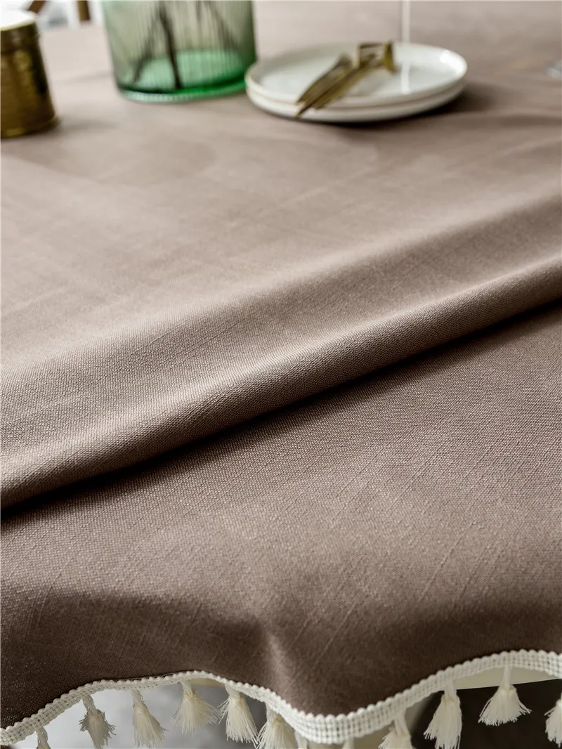 Новинка однотонная скатерть с кисточками 1 шт. диаметр 120 260 см Пыленепроницаемая