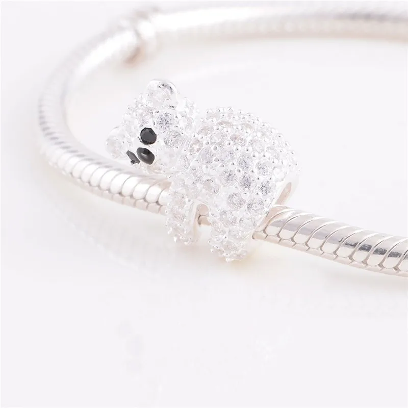 Бусины женские из Серебра Талисманы в виде плюшевого мишки пробы с фианитами 925 |