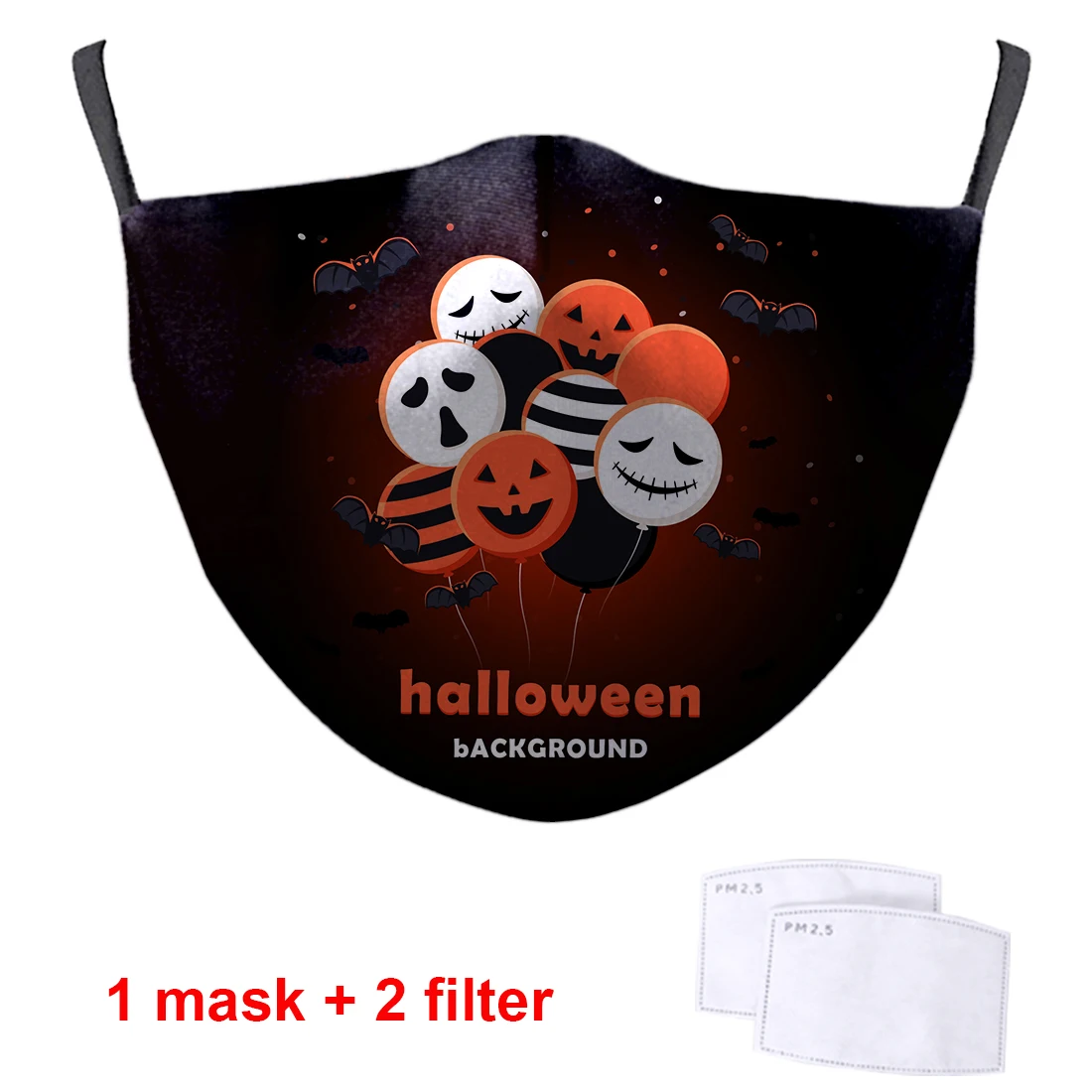 

Halloween Washable Soft Face Masks Jack Skull 3D Printed Masque De Protection With PM2.5 Filter Men Women Dustproof Mouth Mask