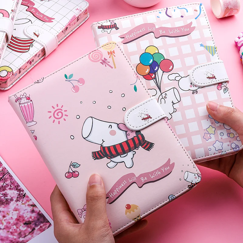 Милый цветной внутренний блокнот с мультяшным принтом из искусственной кожи