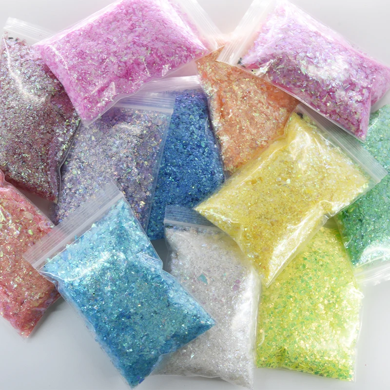 

1pack 20g Nail Glitter Acrylic Ice Mylar Shell Foil Paper Nail Art Chrome Sequins For UV Gel Flakes Nail Art Decoration PD04