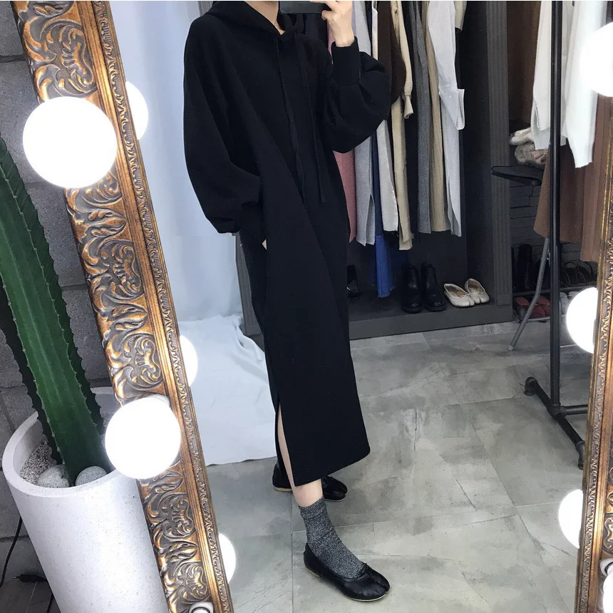 SuperAen/корейский стиль, женское платье, хлопковое модное повседневное бархатное платье с капюшоном, Женская Осенняя Новинка, женская одежда