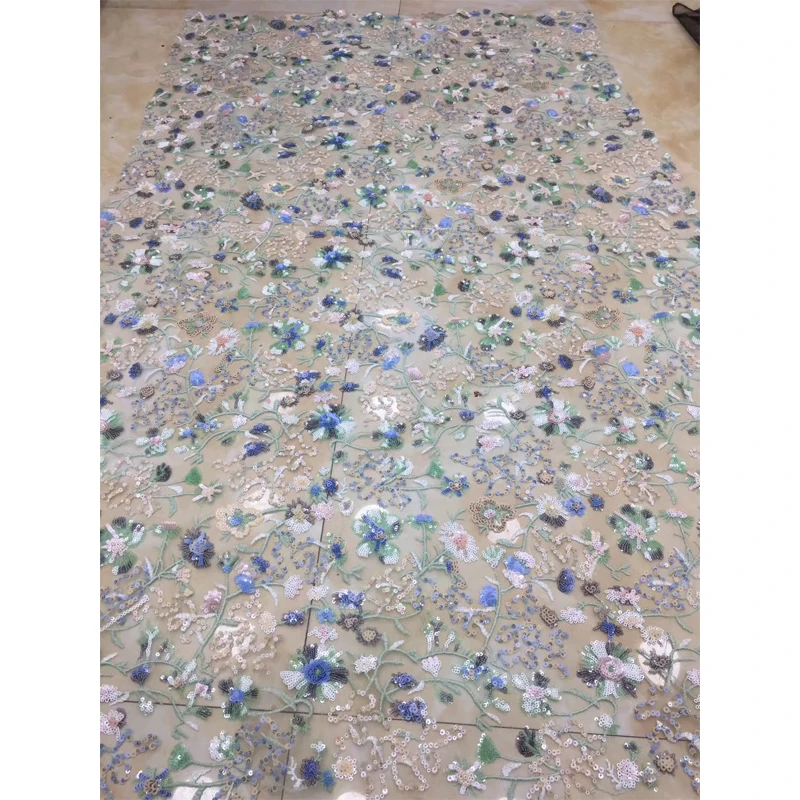 

African Lace Fabric New Arrival 2020 Colorful Flowers Embroidery Exquisite Design Best Quality Lace Polyester Fabric For Party