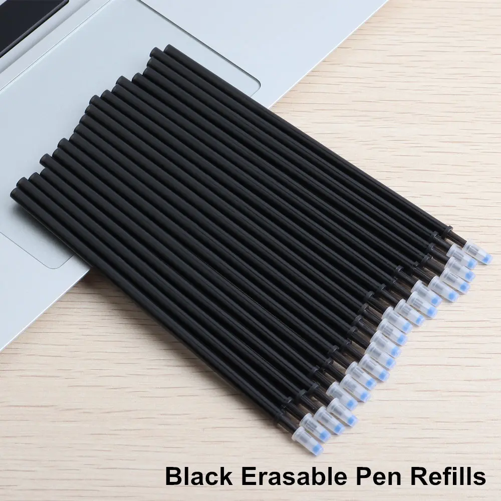 20PCS Black Refill Набор стираемых ручек 20 шт, сменные чернила черного и синего цвета для гелевой ручки длиной 12,9 см, пишущие ручки 0,5 мм для офиса и школы, волшебные заправки - Цвет: 20PCS Black Refill