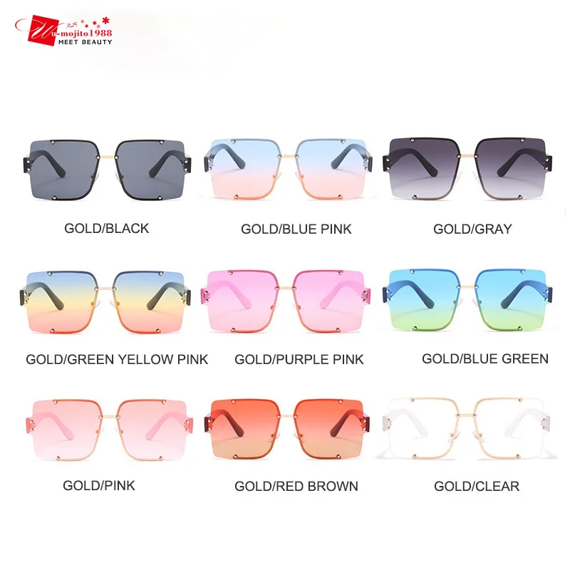 

Fashion Rimless Sunglasses Women Oversize Square Eyeglasses Female Punk Alloy Shades Glasses Uv400 Shades Glasses Gafas De Sol