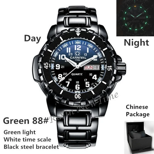 Green88C steel white Водонепроницаемые 200 м T25 Тритий Светящиеся Часы мужские военные дайвинг Спортивные кварцевые мужские часы топ bland роскошные швейцарские часы Ronda - Цвет: Green88C steel white