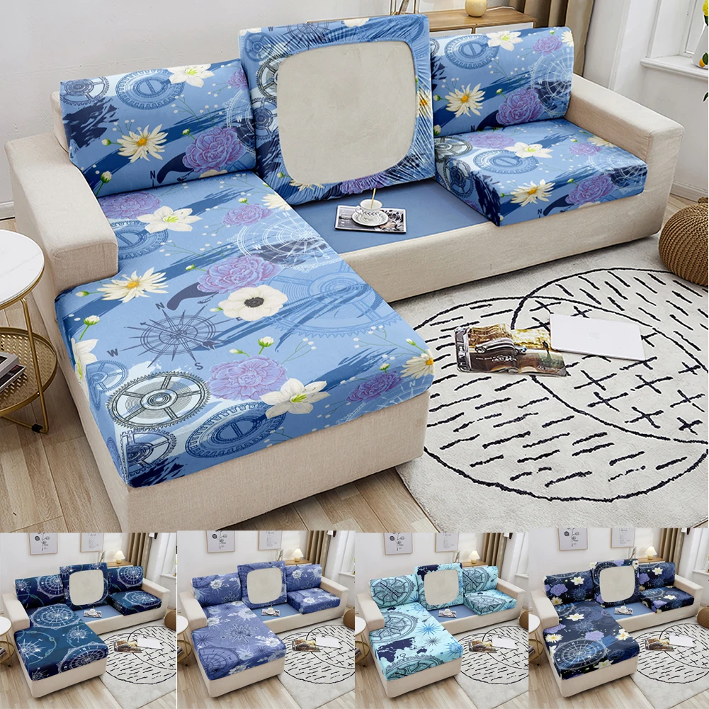 

Elastic Sofa Seat Cushion Cover Stretch Seat Cushion Cover Couch Slipcover Compass Floral Slipcover for Living Room Decoration