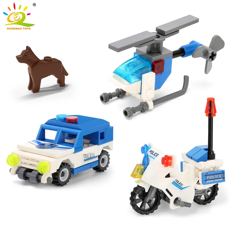 HUIQIBAO игрушки 4 в 1 городской полицейский участок строительные блоки DIY