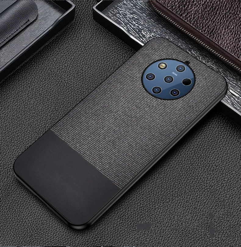 Черный Чехол для Nokia 9 PureView Роскошная ткань из искусственной кожи жесткая задняя крышка для Nokia9 PureView для Nokia 9 комбинированный тканевый чехол для телефона(N329 - Цвет: Черный