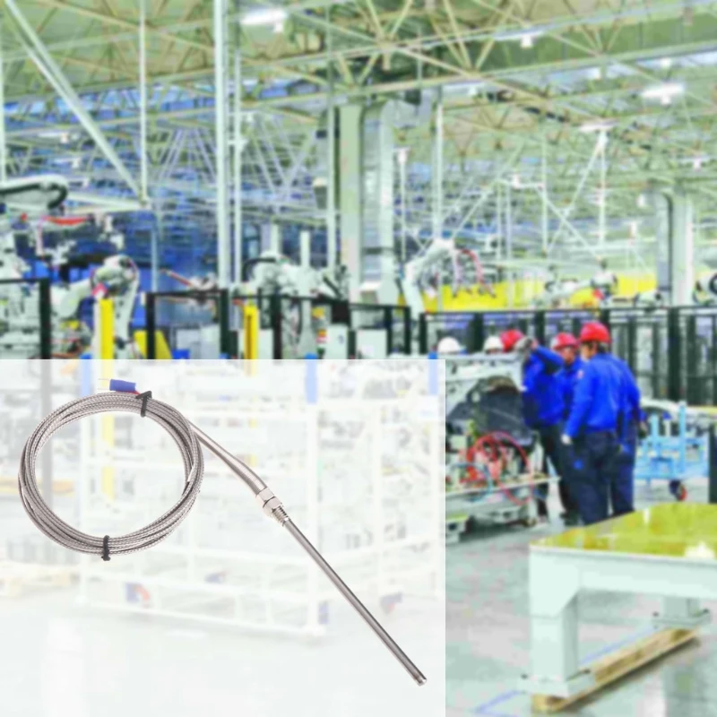 

3m/10ft K type Thermocouple 100mm Probe Stainless Steel High Temperature Sensor