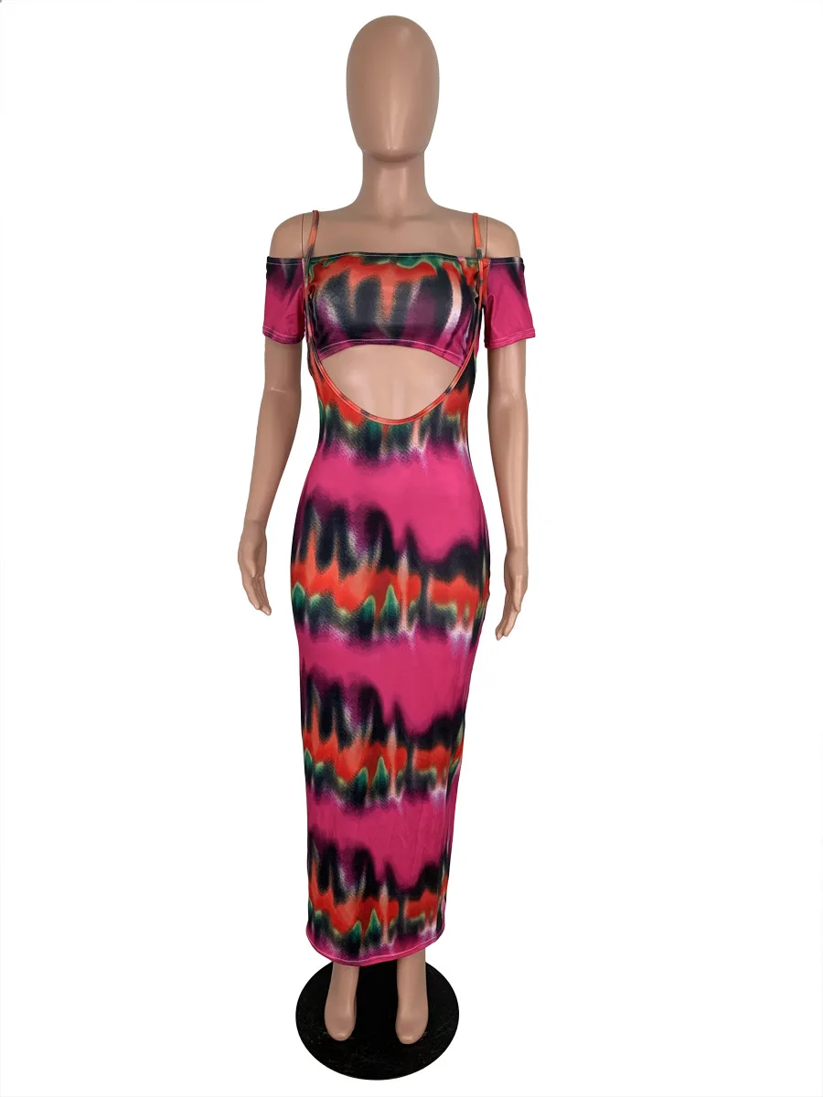 Новая летняя юбка из двух частей комплект 2019 с принтом открытыми плечами