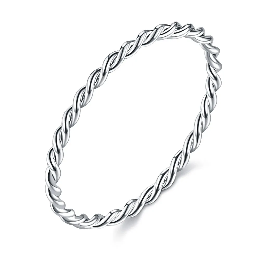 

Twisted Rope 925 Sterling Silver Finger Rings for Women Korean Minimalist Slim Knuckle Ring Hypoallergenic Silver 925 Jewelry