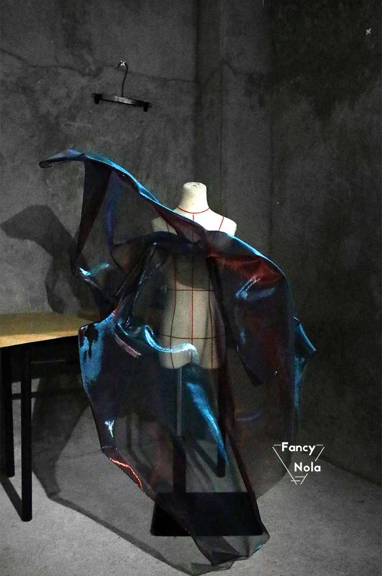 Лазерная Переливающаяся сетчатая ткань с отверстиями градиентные цвета