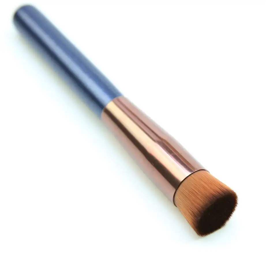 Flat head 1 шт. Профессиональные кисти для макияжа наклонная плоская головка консилер Foundation Кисть для макияжа деревянная ручка инструмент, прямые поставки - Handle Color: Flat head